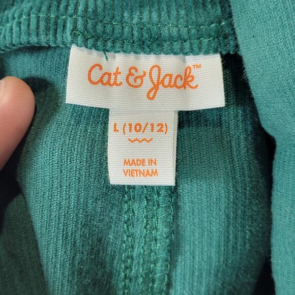 Cat & Jack Girls Wide Leg Corduroy Overalls, Jade Charm, Size Youth L, NWT - Picture 5 of 7